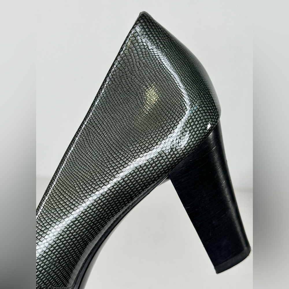 Calvin Klein‎ Renni Olive Gray Pumps Lizard Print Patent Officewear Sz 9 1/2 - Picture 6 of 12